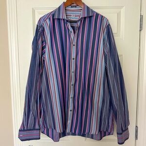 Bugatchi Uomo Striped Button Down Long Sleeve Shirt